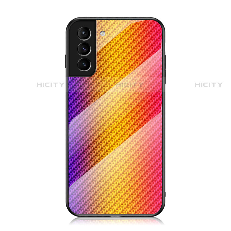Silikon Schutzhülle Rahmen Tasche Hülle Spiegel Farbverlauf Regenbogen M01 für Samsung Galaxy S21 5G Gelb