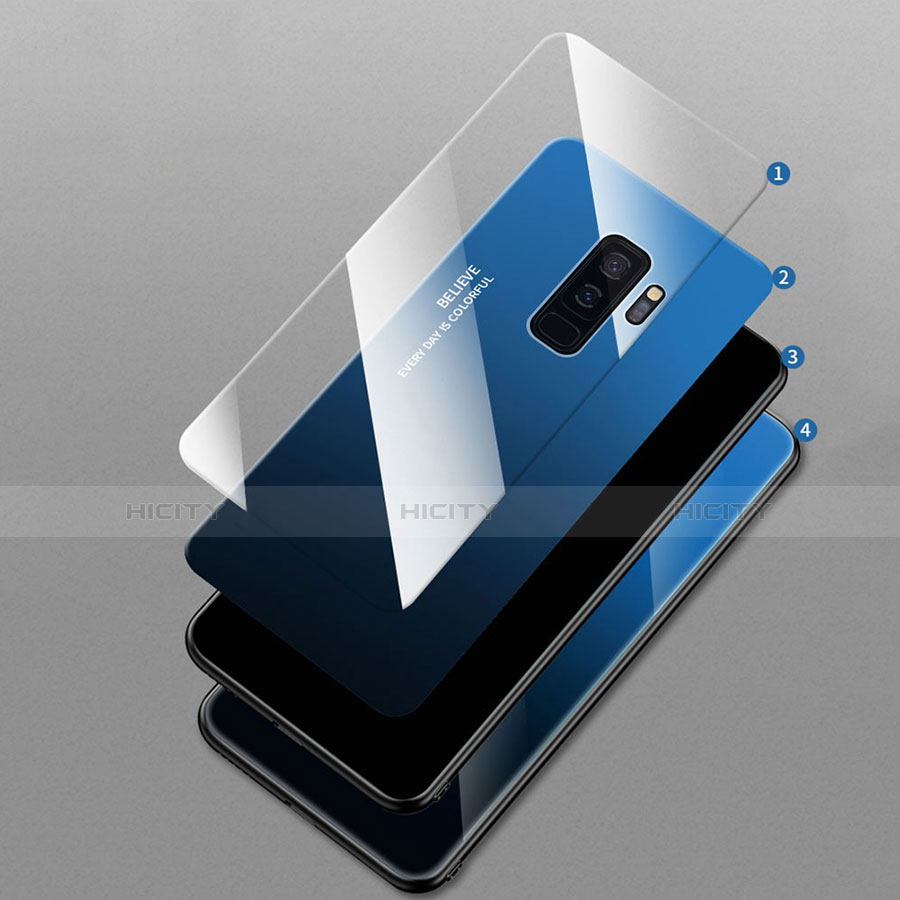 Silikon Schutzhülle Rahmen Tasche Hülle Spiegel Farbverlauf Regenbogen M01 für Samsung Galaxy S9 Plus groß