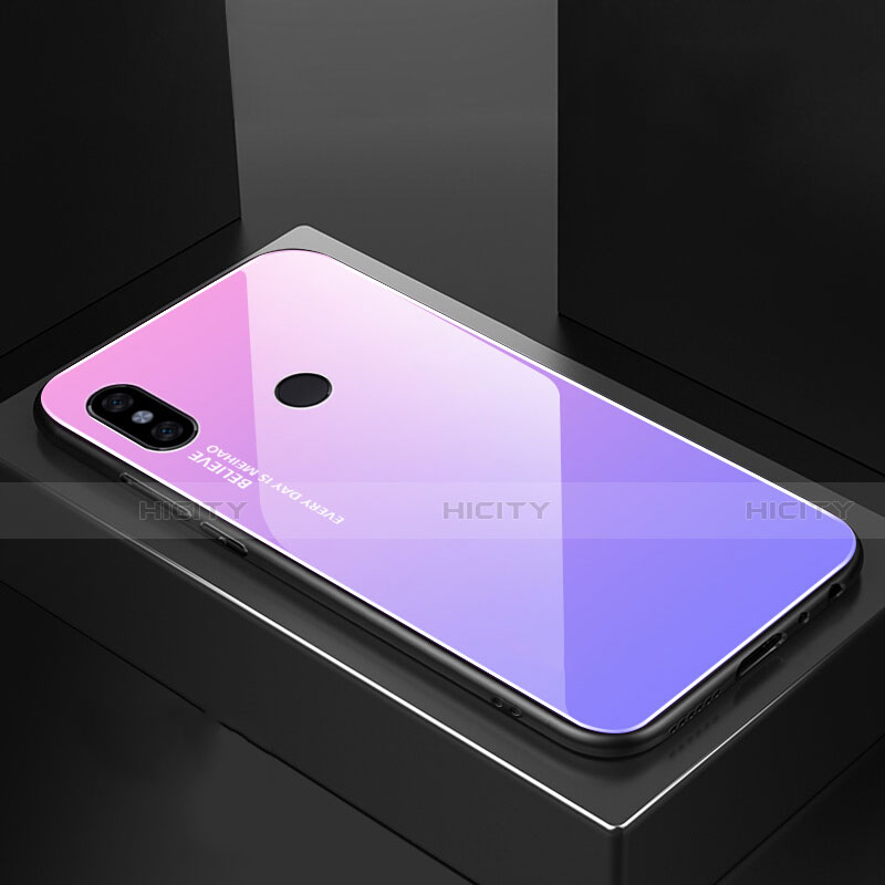 Silikon Schutzhülle Rahmen Tasche Hülle Spiegel Farbverlauf Regenbogen M01 für Xiaomi Mi A2 groß