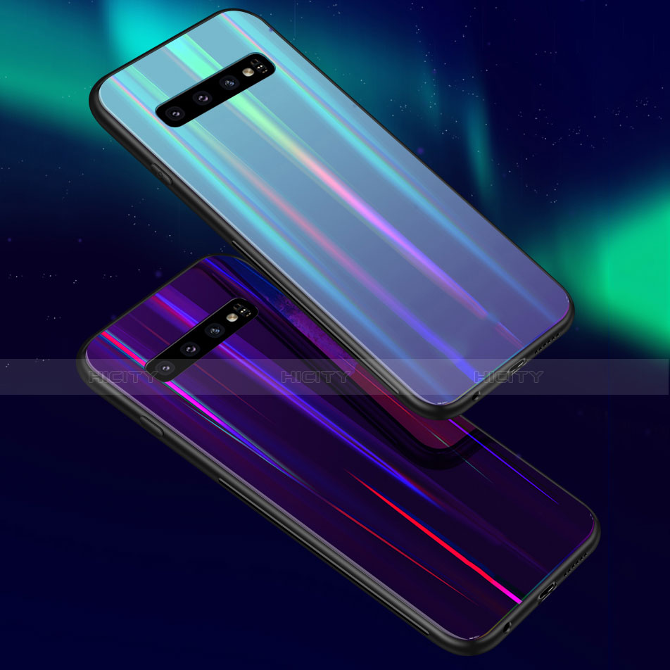 Silikon Schutzhülle Rahmen Tasche Hülle Spiegel Farbverlauf Regenbogen M02 für Samsung Galaxy S10 5G