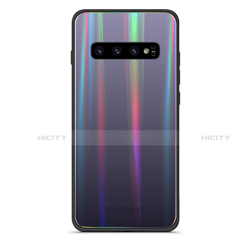 Silikon Schutzhülle Rahmen Tasche Hülle Spiegel Farbverlauf Regenbogen M02 für Samsung Galaxy S10 groß