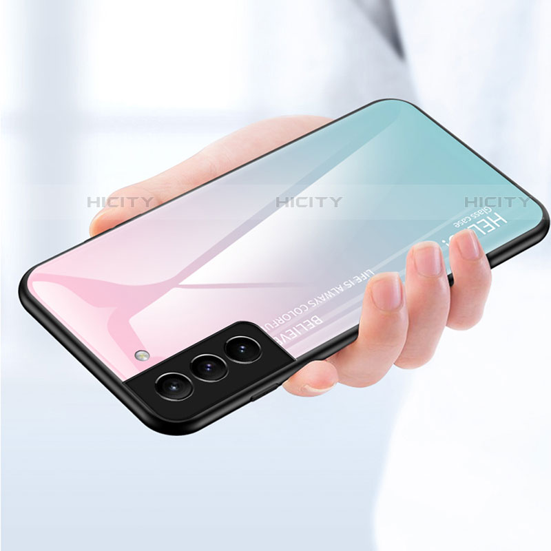 Silikon Schutzhülle Rahmen Tasche Hülle Spiegel Farbverlauf Regenbogen M02 für Samsung Galaxy S21 5G groß