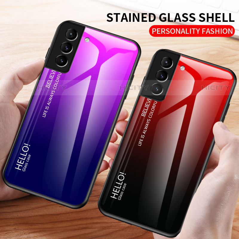 Silikon Schutzhülle Rahmen Tasche Hülle Spiegel Farbverlauf Regenbogen M02 für Samsung Galaxy S21 5G groß