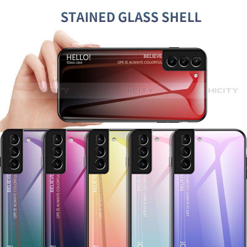 Silikon Schutzhülle Rahmen Tasche Hülle Spiegel Farbverlauf Regenbogen M02 für Samsung Galaxy S22 5G groß