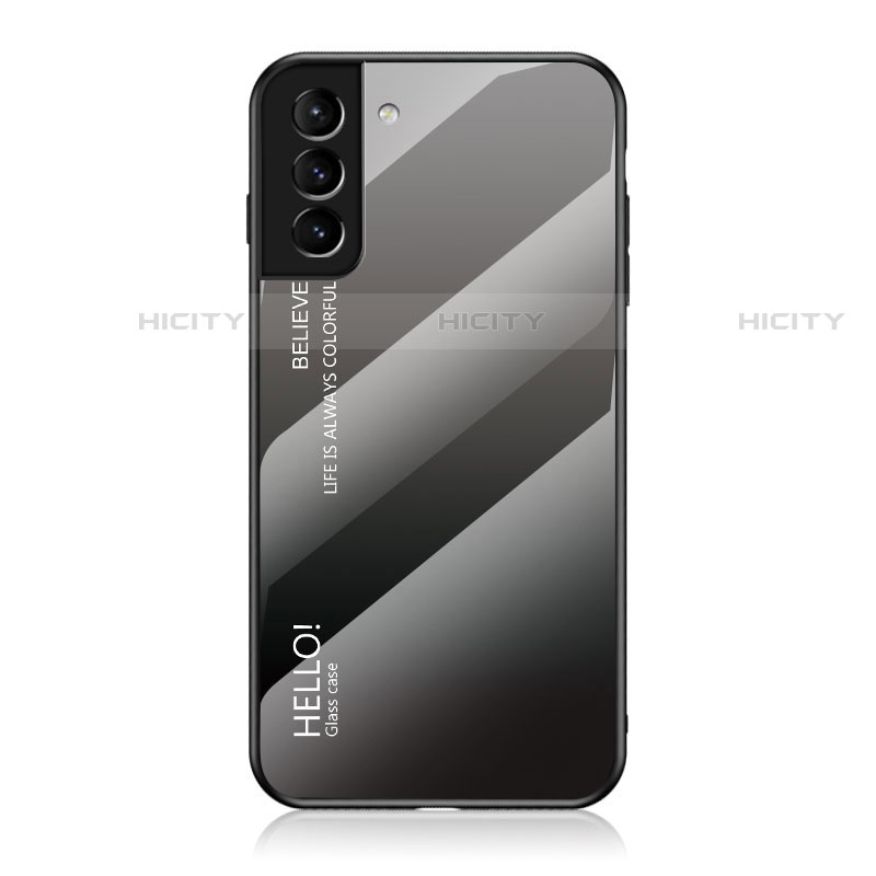 Silikon Schutzhülle Rahmen Tasche Hülle Spiegel Farbverlauf Regenbogen M02 für Samsung Galaxy S22 5G Grau Plus