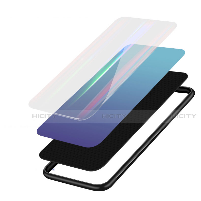 Silikon Schutzhülle Rahmen Tasche Hülle Spiegel Farbverlauf Regenbogen R01 für Huawei Honor V10 Lite groß