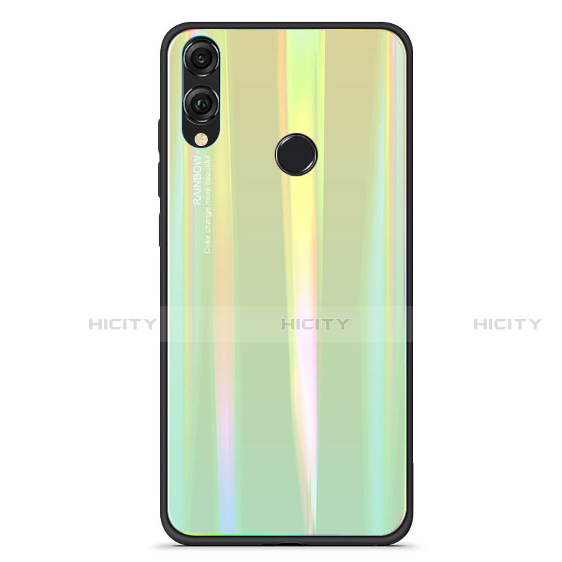 Silikon Schutzhülle Rahmen Tasche Hülle Spiegel Farbverlauf Regenbogen R01 für Huawei Honor V10 Lite Grün Plus