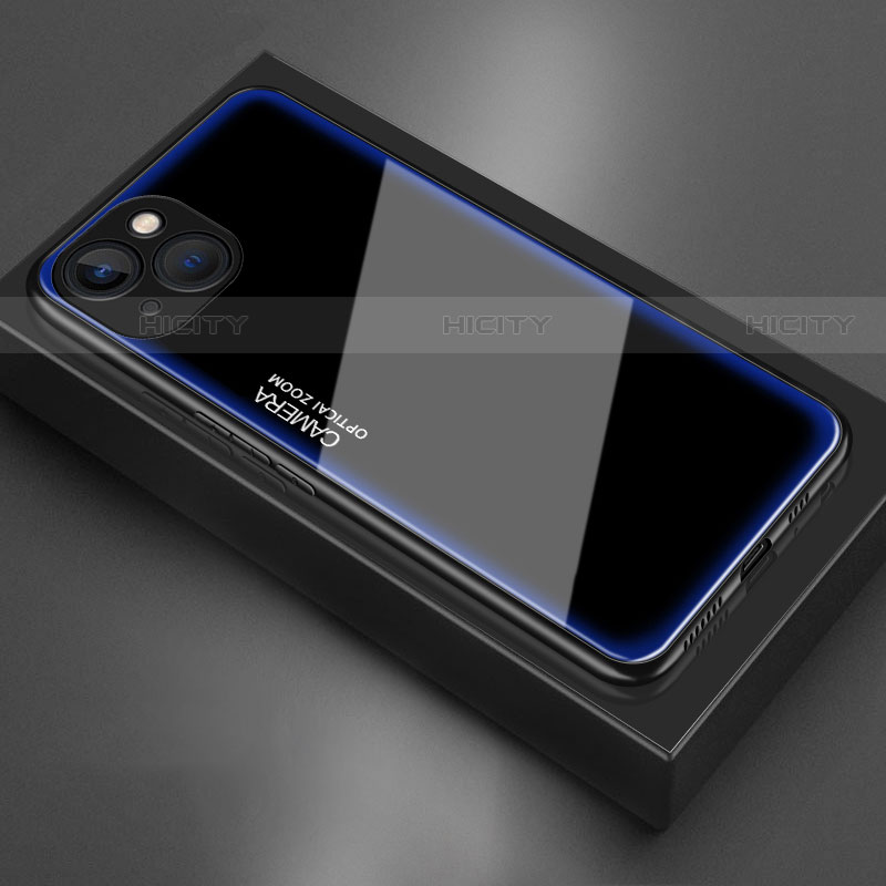 Silikon Schutzhülle Rahmen Tasche Hülle Spiegel für Apple iPhone 13 Mini Blau