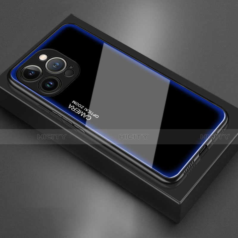 Silikon Schutzhülle Rahmen Tasche Hülle Spiegel für Apple iPhone 15 Pro Blau Plus