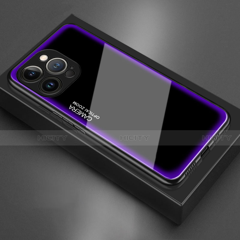 Silikon Schutzhülle Rahmen Tasche Hülle Spiegel für Apple iPhone 15 Pro Violett Plus