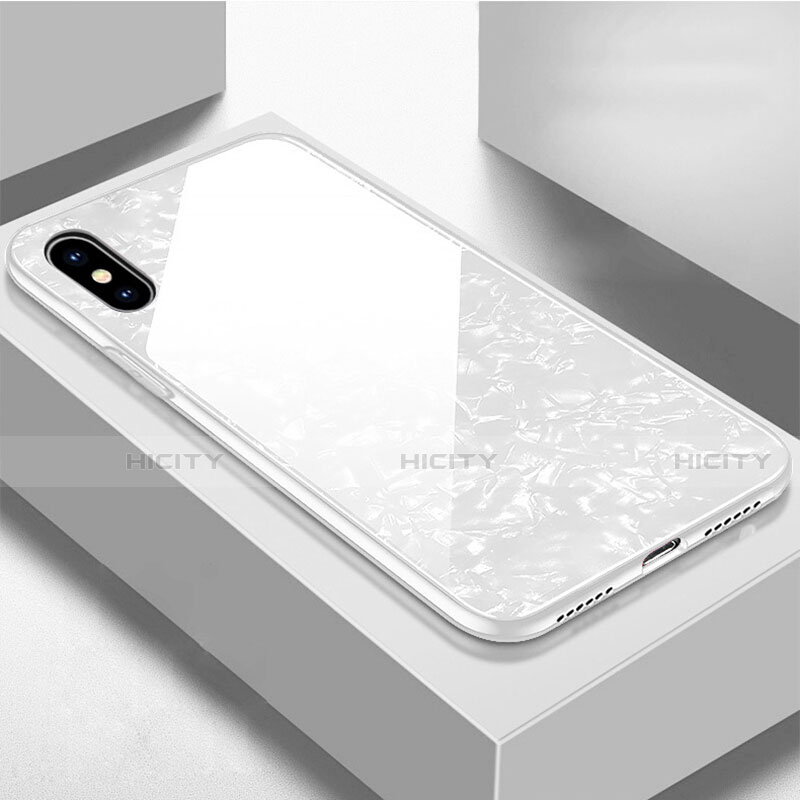Silikon Schutzhülle Rahmen Tasche Hülle Spiegel für Apple iPhone Xs Max Weiß Plus