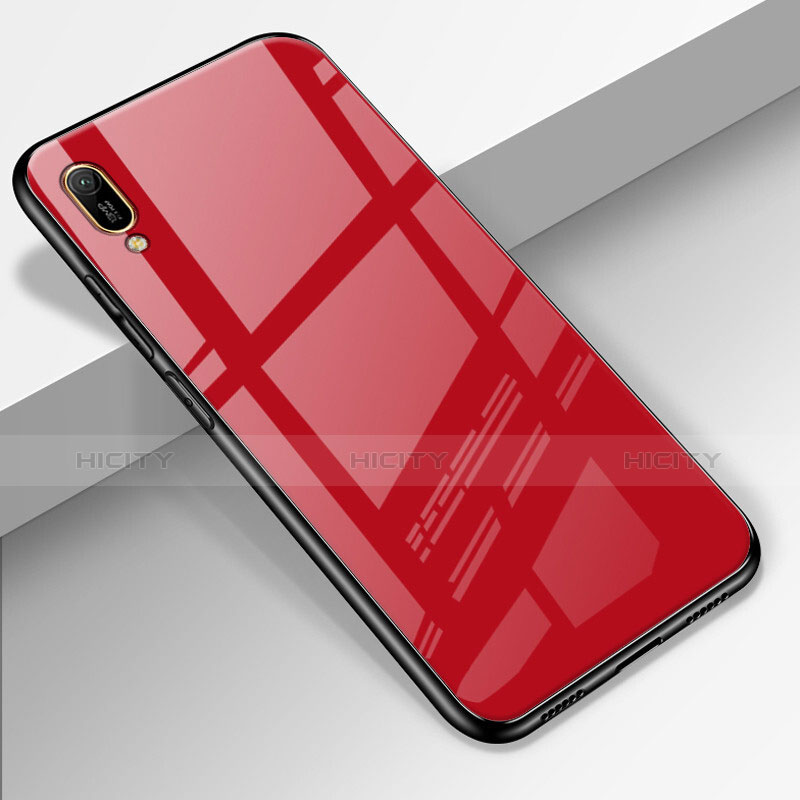 Silikon Schutzhülle Rahmen Tasche Hülle Spiegel für Huawei Enjoy 9e Rot Plus