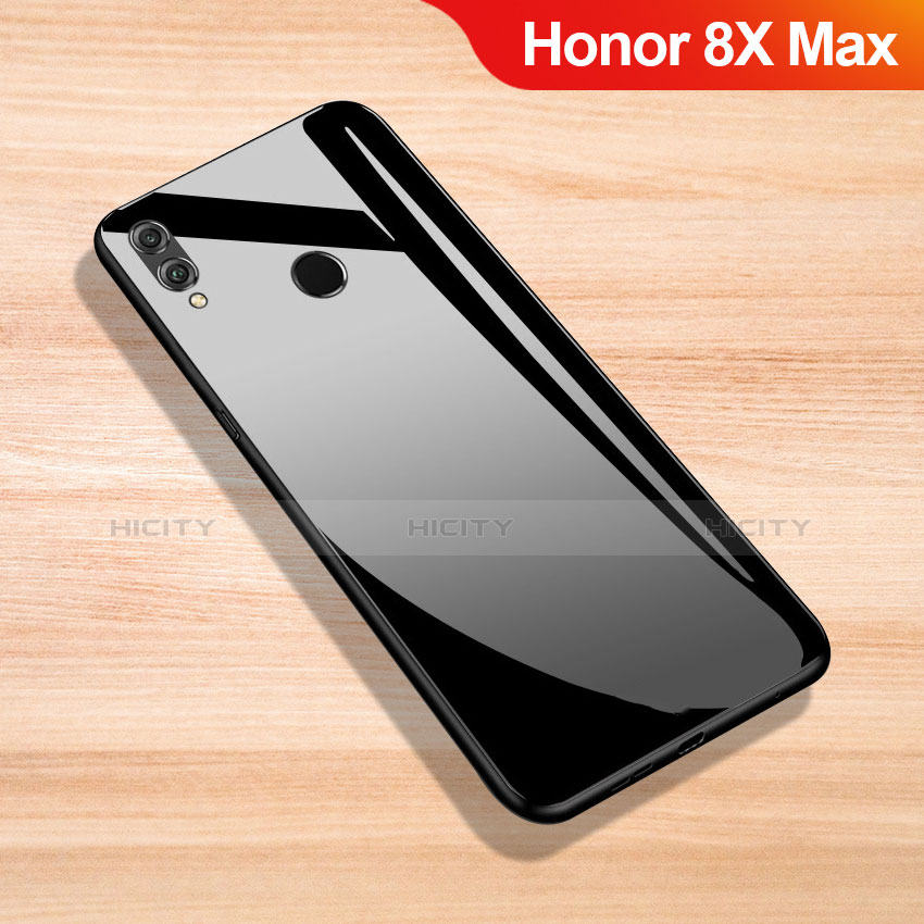 Silikon Schutzhülle Rahmen Tasche Hülle Spiegel für Huawei Honor 8X Max Schwarz Plus