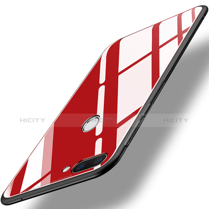 Silikon Schutzhülle Rahmen Tasche Hülle Spiegel für Huawei Honor 9i Rot