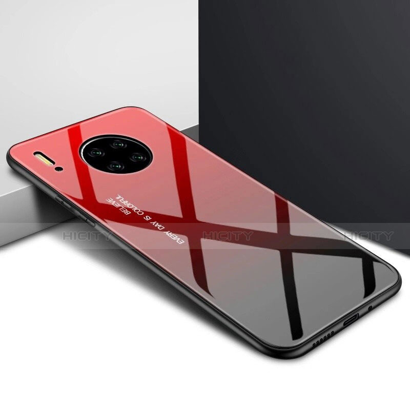 Silikon Schutzhülle Rahmen Tasche Hülle Spiegel für Huawei Mate 30 5G Rot Plus
