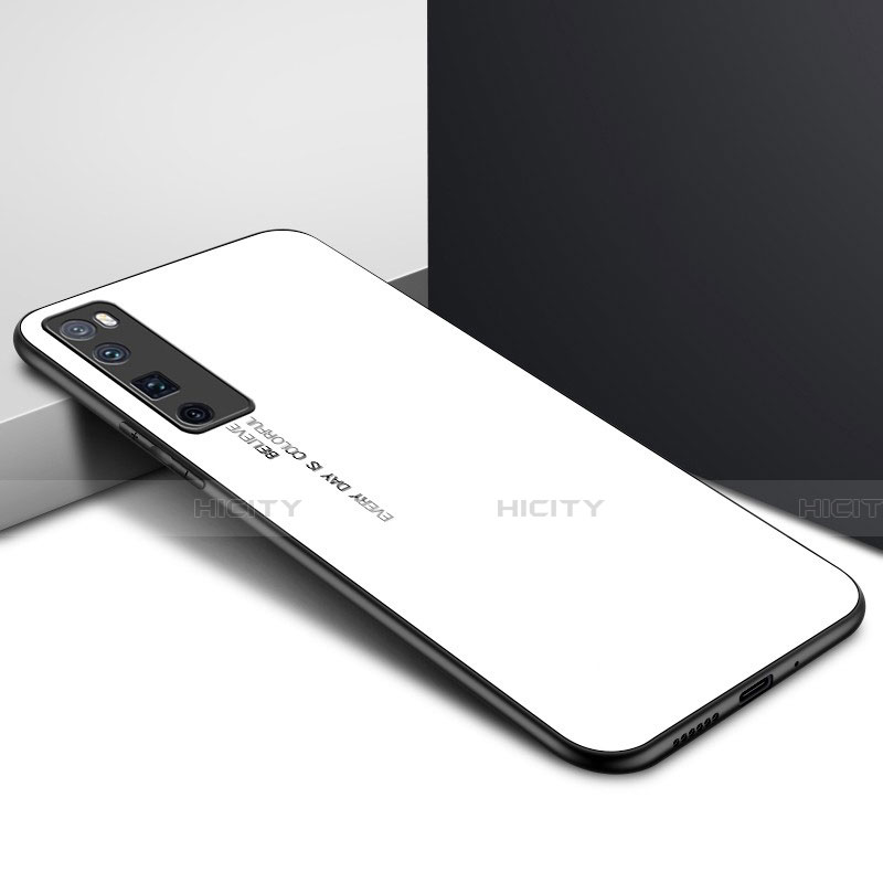 Silikon Schutzhülle Rahmen Tasche Hülle Spiegel für Huawei Nova 7 Pro 5G Weiß
