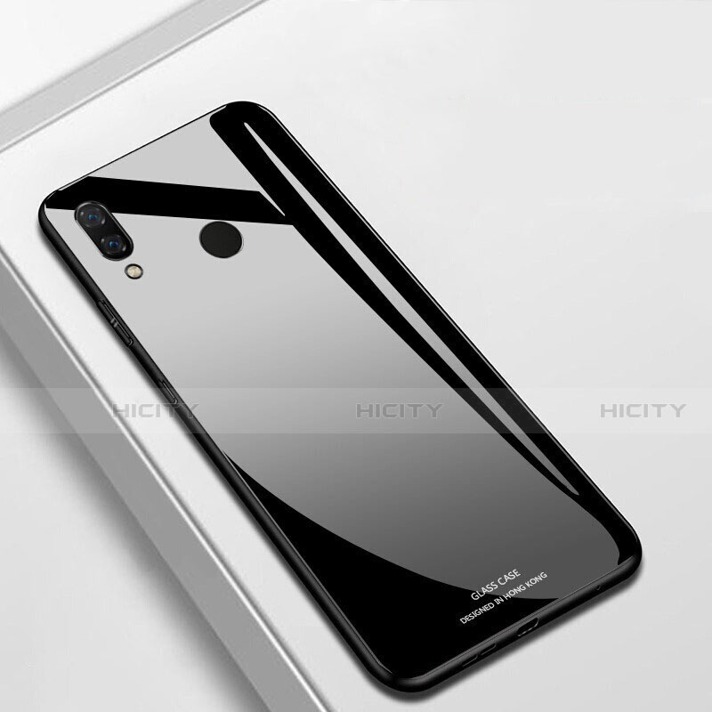 Silikon Schutzhülle Rahmen Tasche Hülle Spiegel für Huawei P Smart+ Plus Schwarz Plus