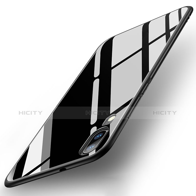 Silikon Schutzhülle Rahmen Tasche Hülle Spiegel für Huawei P20 Schwarz