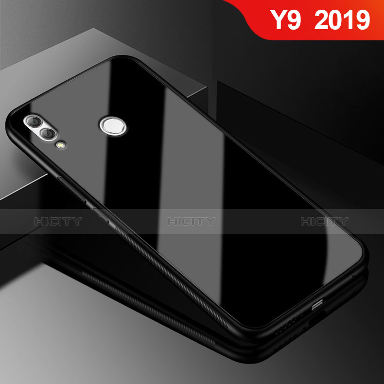 Silikon Schutzhülle Rahmen Tasche Hülle Spiegel für Huawei Y9 (2019) Schwarz Plus