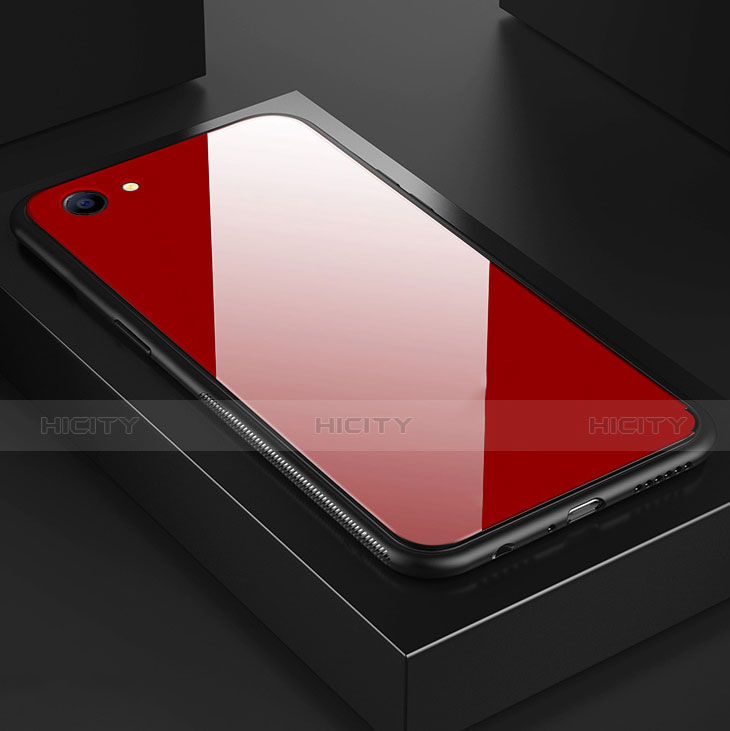 Silikon Schutzhülle Rahmen Tasche Hülle Spiegel für Oppo A3 Rot Plus