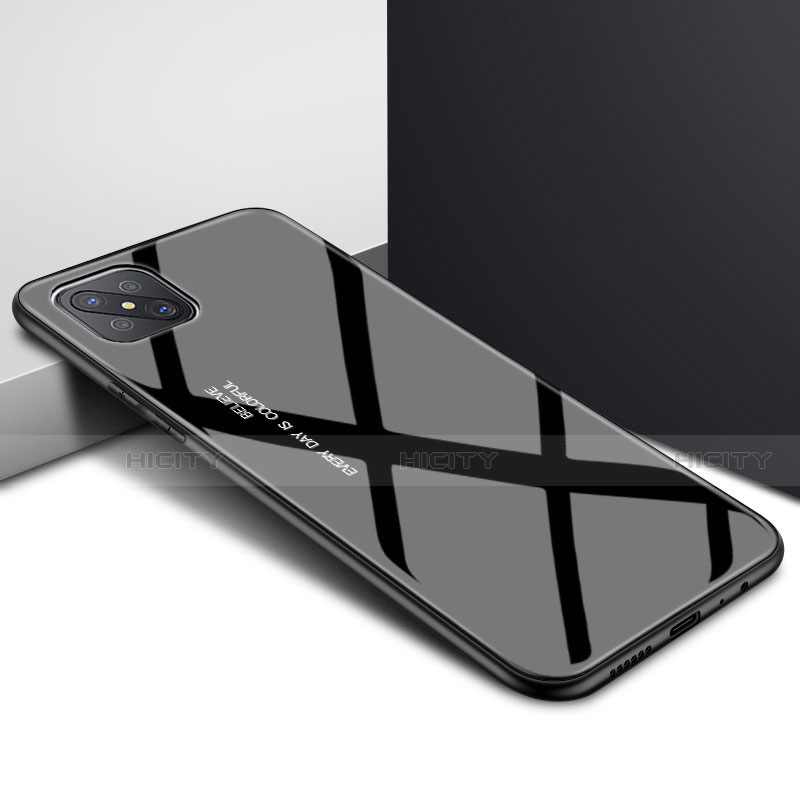 Silikon Schutzhülle Rahmen Tasche Hülle Spiegel für Oppo A92s 5G groß