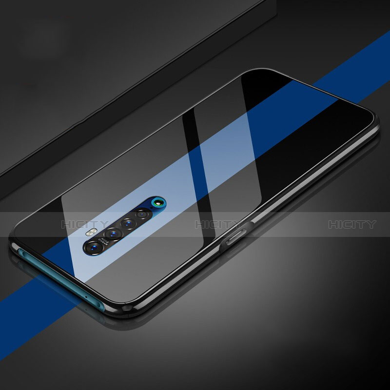 Silikon Schutzhülle Rahmen Tasche Hülle Spiegel für Oppo Reno2 Blau