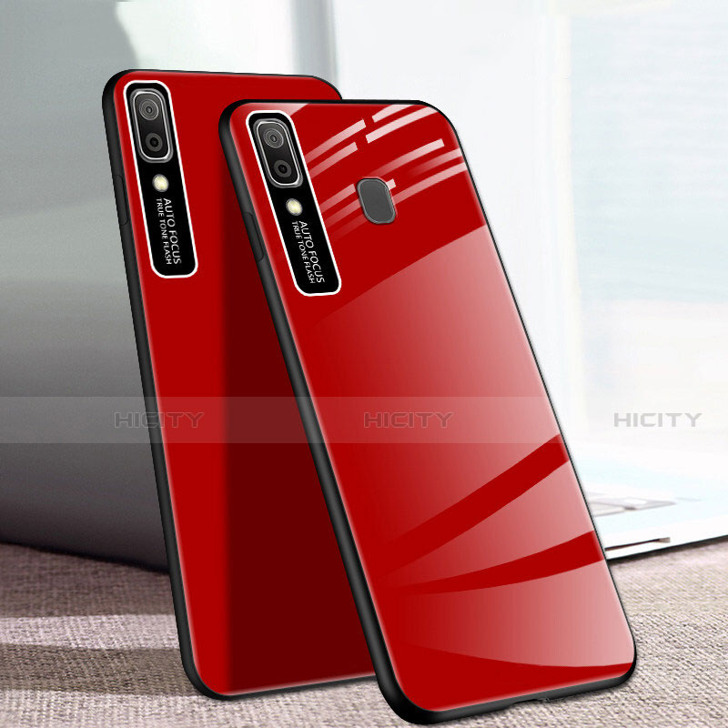 Silikon Schutzhülle Rahmen Tasche Hülle Spiegel für Samsung Galaxy A20e Rot Plus