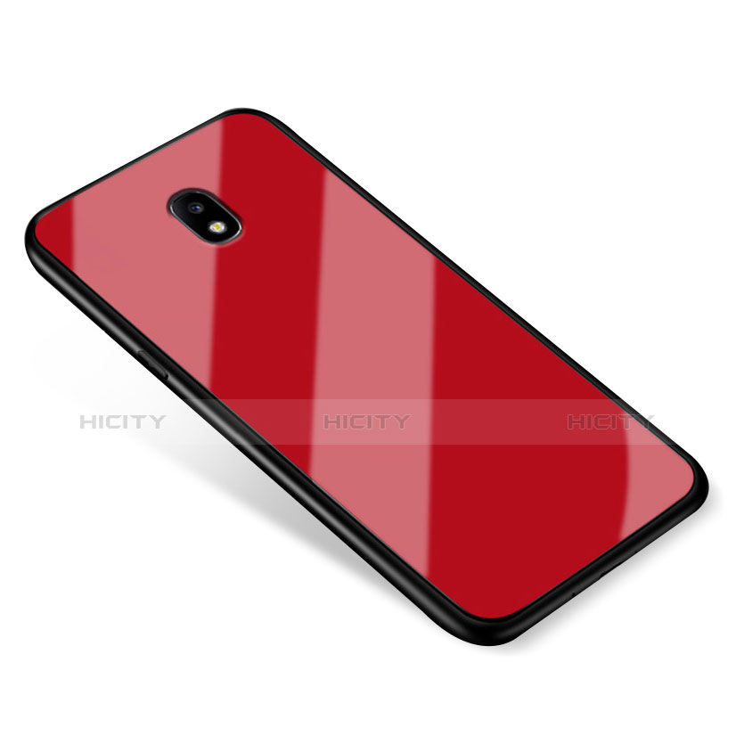 Silikon Schutzhülle Rahmen Tasche Hülle Spiegel für Samsung Galaxy J5 Pro (2017) J530Y Rot