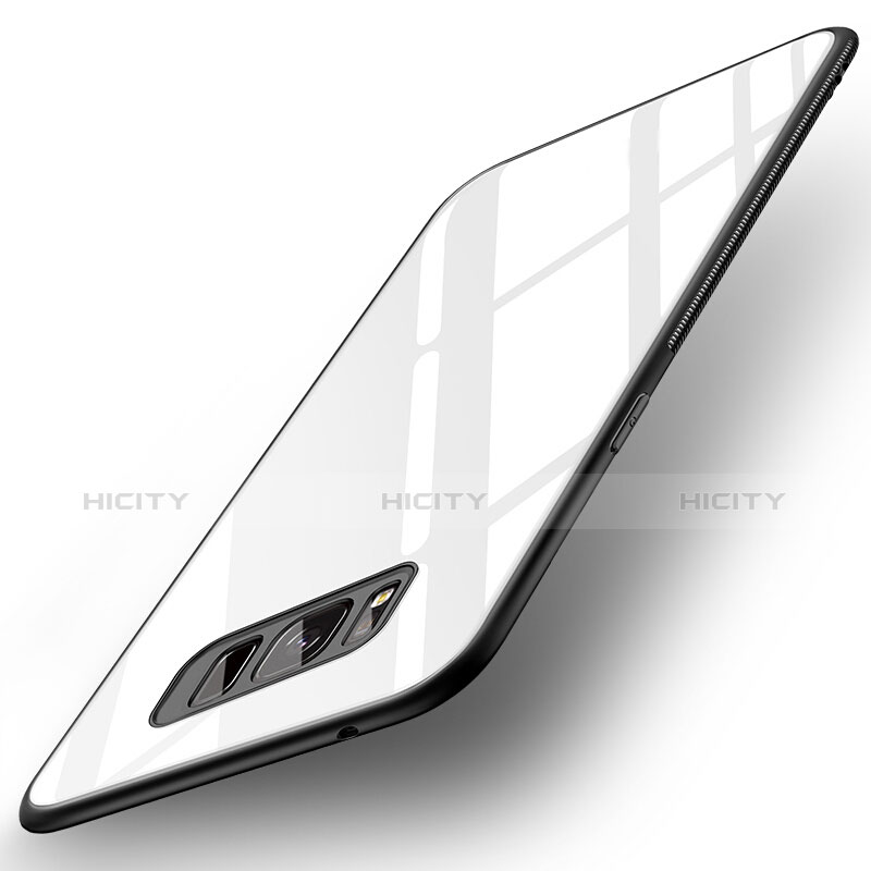 Silikon Schutzhülle Rahmen Tasche Hülle Spiegel für Samsung Galaxy S8 Weiß Plus
