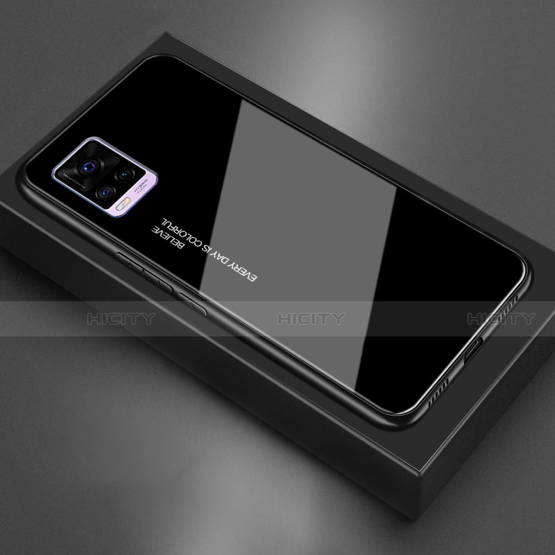 Silikon Schutzhülle Rahmen Tasche Hülle Spiegel für Vivo V20 Schwarz Plus