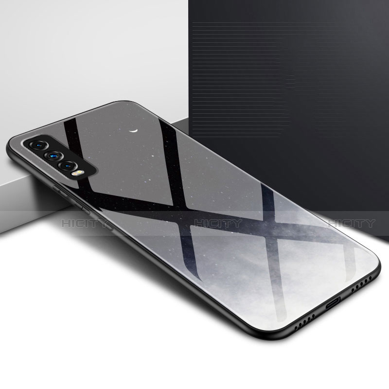 Silikon Schutzhülle Rahmen Tasche Hülle Spiegel für Vivo Y20 Schwarz
