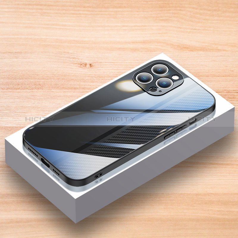 Silikon Schutzhülle Rahmen Tasche Hülle Spiegel JL1 für Apple iPhone 13 Pro Max Schwarz Plus