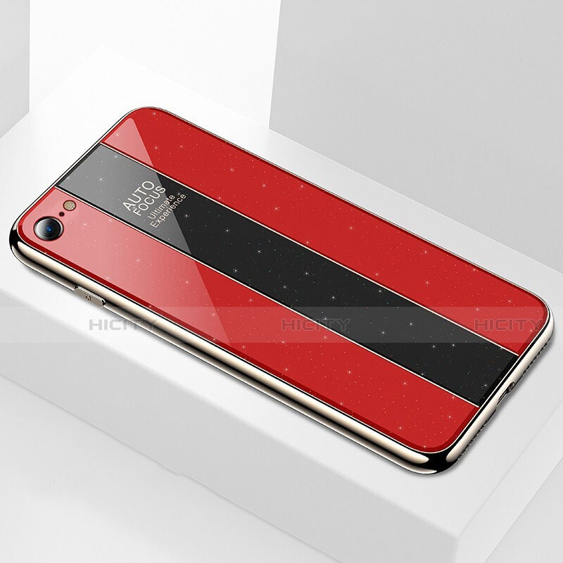 Silikon Schutzhülle Rahmen Tasche Hülle Spiegel M01 für Apple iPhone 8 Rot Plus