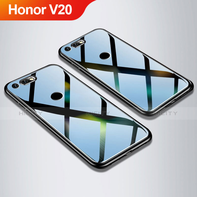 Silikon Schutzhülle Rahmen Tasche Hülle Spiegel M01 für Huawei Honor V20 Schwarz Plus