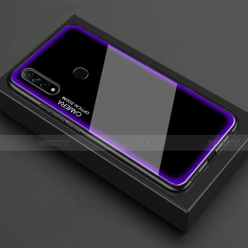 Silikon Schutzhülle Rahmen Tasche Hülle Spiegel M01 für Oppo A31 Violett