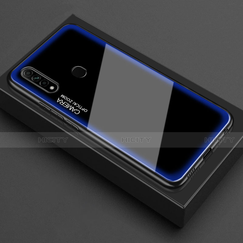 Silikon Schutzhülle Rahmen Tasche Hülle Spiegel M01 für Oppo A8 Blau