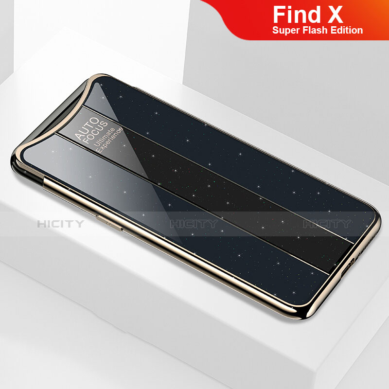 Silikon Schutzhülle Rahmen Tasche Hülle Spiegel M01 für Oppo Find X Super Flash Edition Schwarz Plus