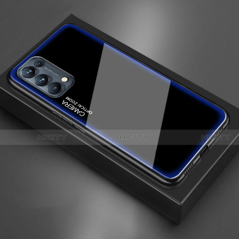 Silikon Schutzhülle Rahmen Tasche Hülle Spiegel M01 für Oppo Reno5 Pro 5G Blau
