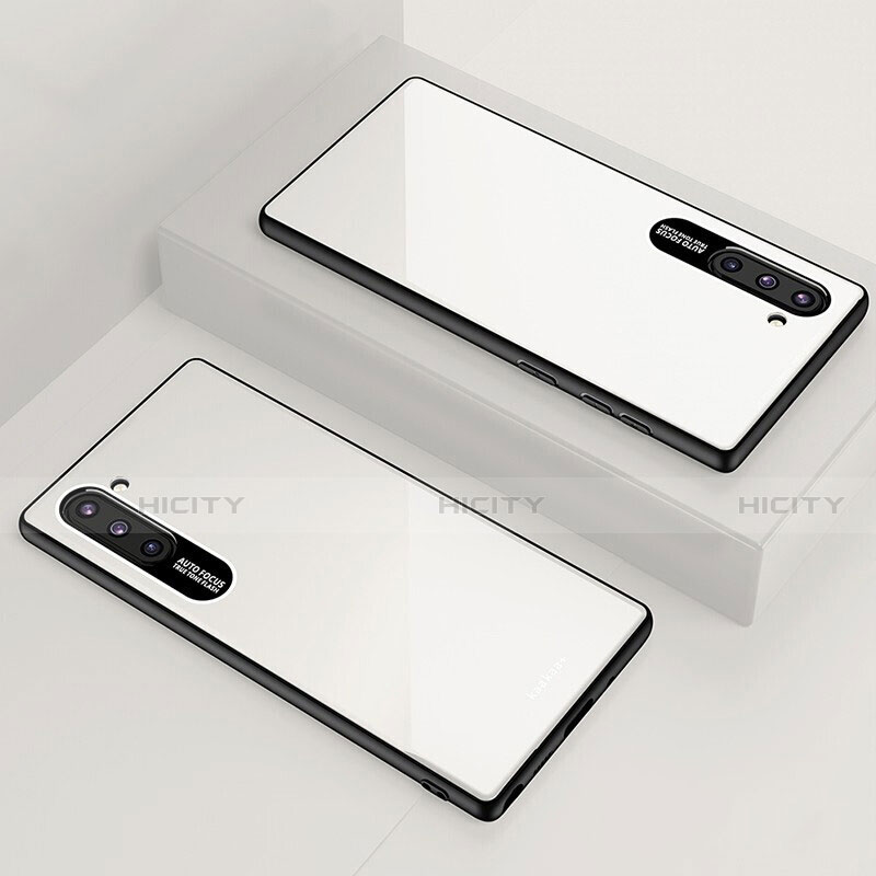 Silikon Schutzhülle Rahmen Tasche Hülle Spiegel M01 für Samsung Galaxy Note 10 5G Weiß