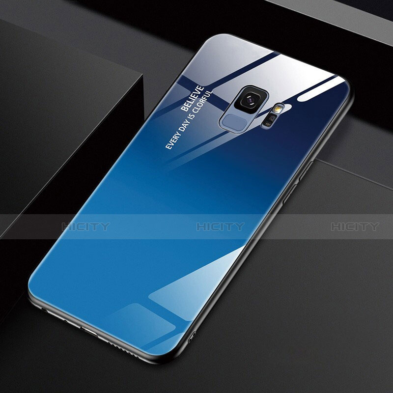 Silikon Schutzhülle Rahmen Tasche Hülle Spiegel M01 für Samsung Galaxy S9 Blau Plus