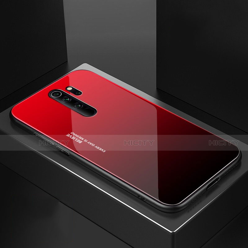 Silikon Schutzhülle Rahmen Tasche Hülle Spiegel M02 für Xiaomi Redmi Note 8 Pro Rot Plus
