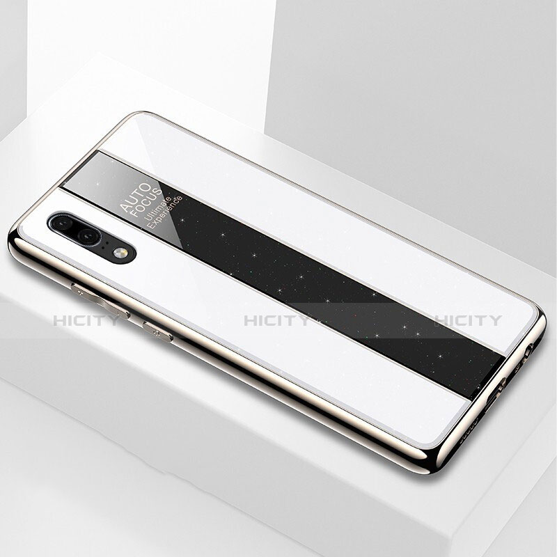Silikon Schutzhülle Rahmen Tasche Hülle Spiegel M03 für Huawei P20 Weiß