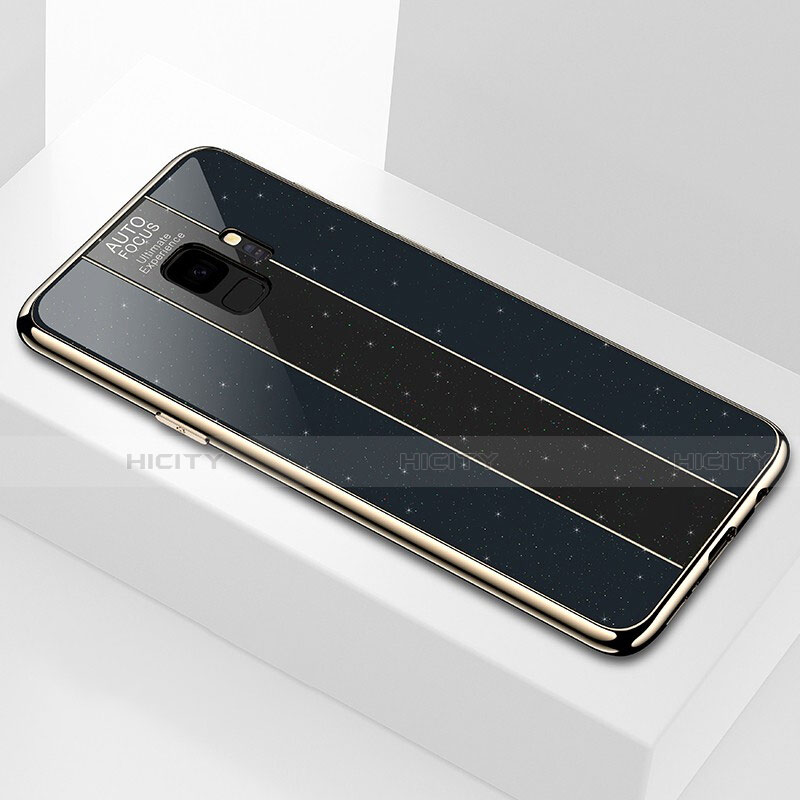 Silikon Schutzhülle Rahmen Tasche Hülle Spiegel M03 für Samsung Galaxy S9 Schwarz