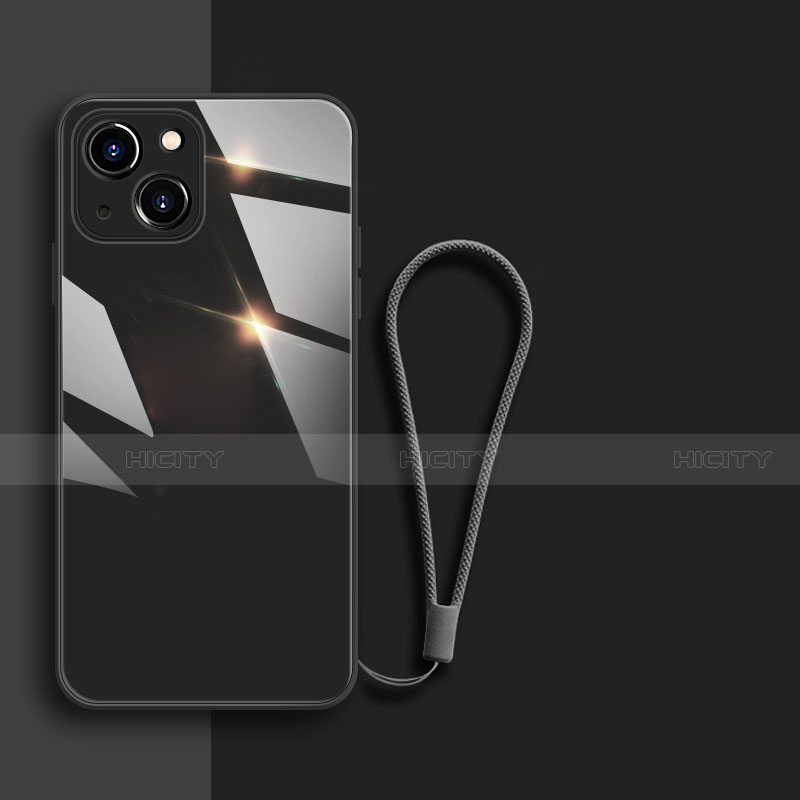 Silikon Schutzhülle Rahmen Tasche Hülle Spiegel M08 für Apple iPhone 13 Mini Schwarz