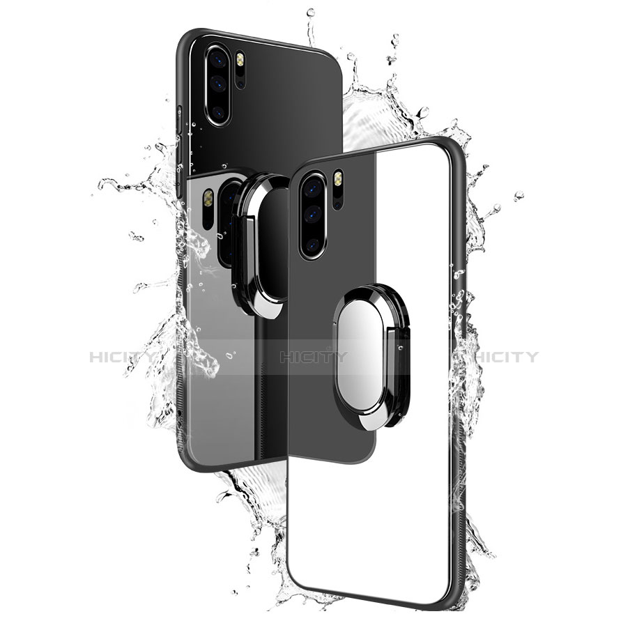 Silikon Schutzhülle Rahmen Tasche Hülle Spiegel mit Fingerring Ständer für Huawei P30 Pro