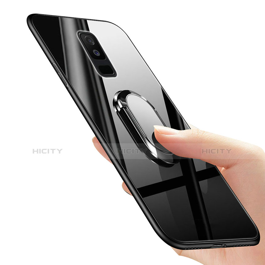 Silikon Schutzhülle Rahmen Tasche Hülle Spiegel mit Fingerring Ständer für Samsung Galaxy A6 Plus (2018)