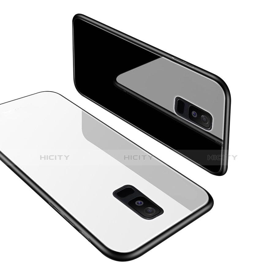 Silikon Schutzhülle Rahmen Tasche Hülle Spiegel mit Fingerring Ständer für Samsung Galaxy A6 Plus (2018)