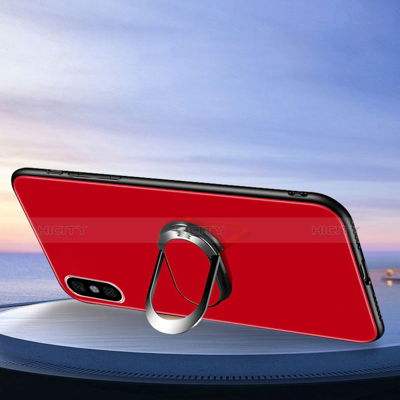 Silikon Schutzhülle Rahmen Tasche Hülle Spiegel mit Fingerring Ständer für Xiaomi Mi 8 Pro Global Version groß