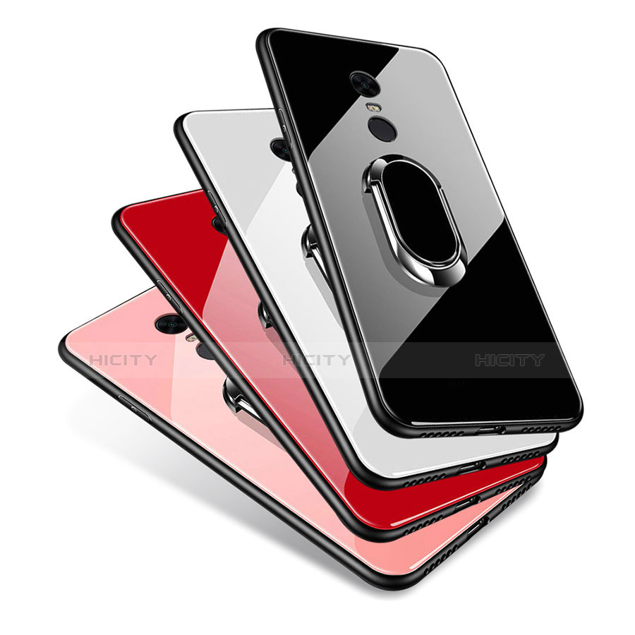Silikon Schutzhülle Rahmen Tasche Hülle Spiegel mit Fingerring Ständer für Xiaomi Redmi 5 Plus