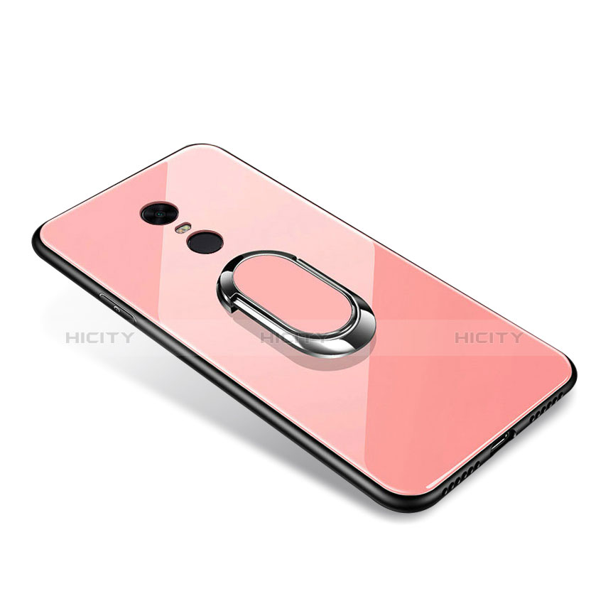 Silikon Schutzhülle Rahmen Tasche Hülle Spiegel mit Fingerring Ständer für Xiaomi Redmi 5 Plus Rosegold Plus